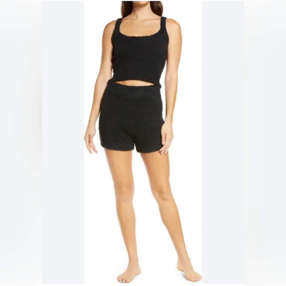 NWT SKIMS Size S‎ / M Cozy Knit Boucle Shorts Black Fuzzy Ultra Lounge